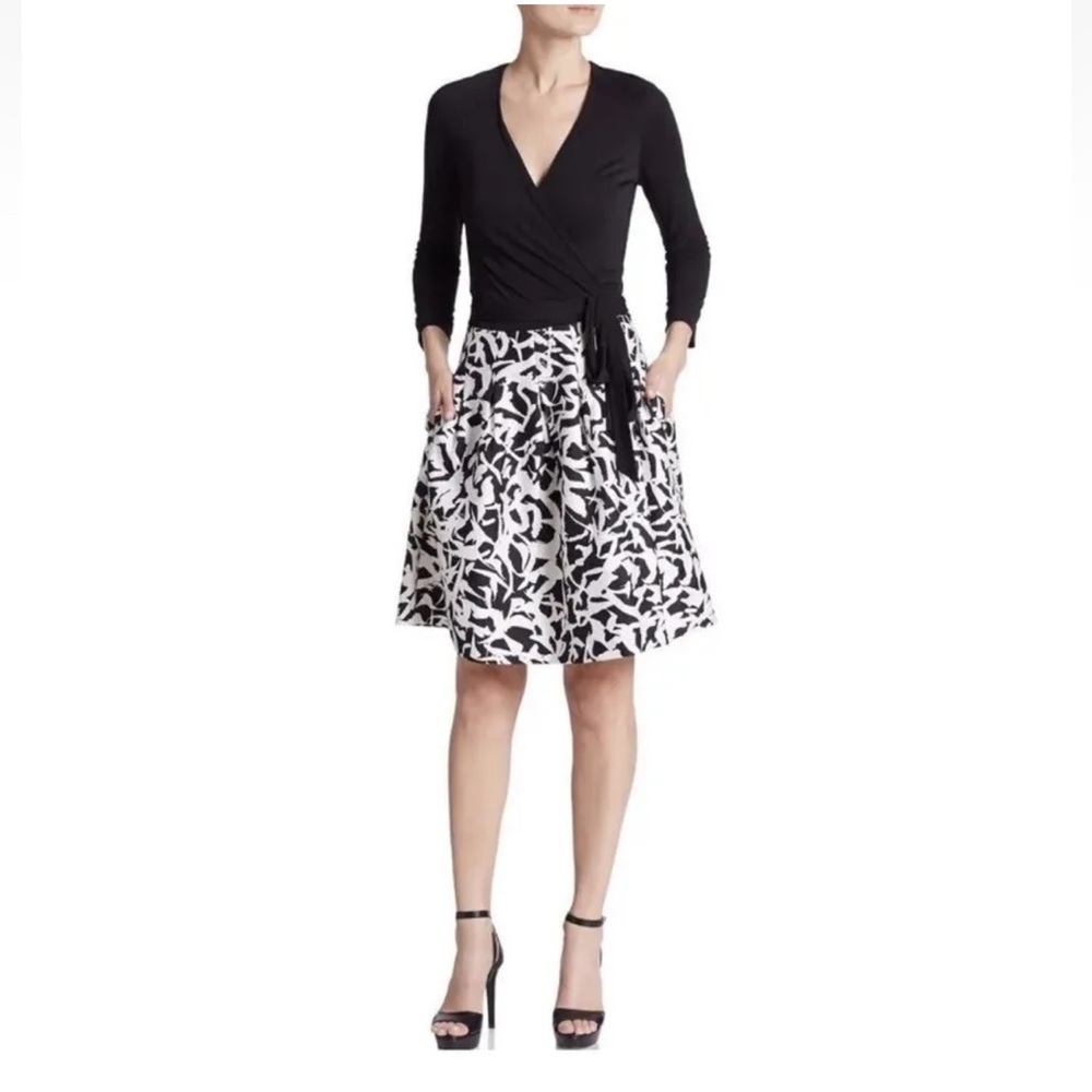 DIANE VON FURSTENBERG DVF‎ Jewel Wrap Dress Silk Wool Blend Size 8